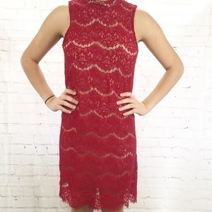 Red Lace Short Dress